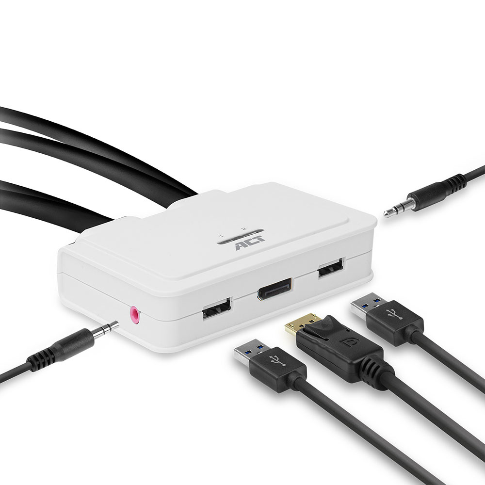 DisplayPort 4K KVM Switch With Fixed Cables