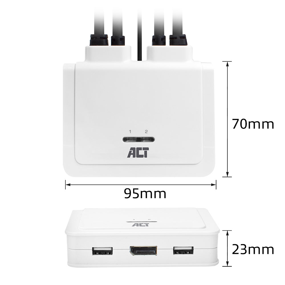 DisplayPort 4K KVM Switch With Fixed Cables