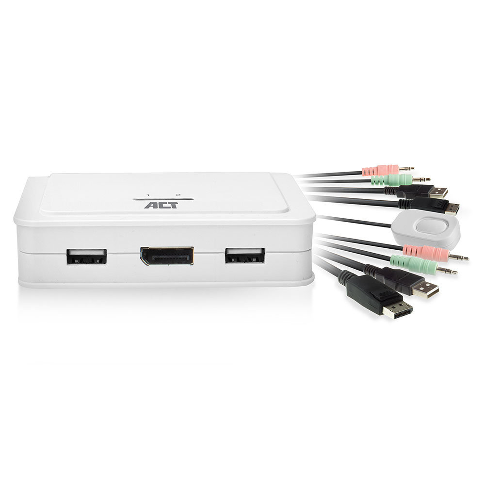 DisplayPort 4K KVM Switch With Fixed Cables