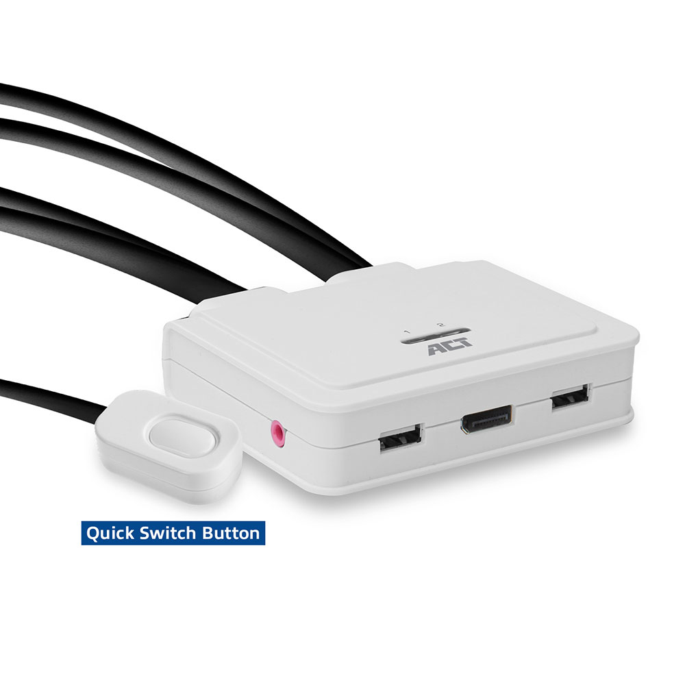 DisplayPort 4K KVM Switch With Fixed Cables