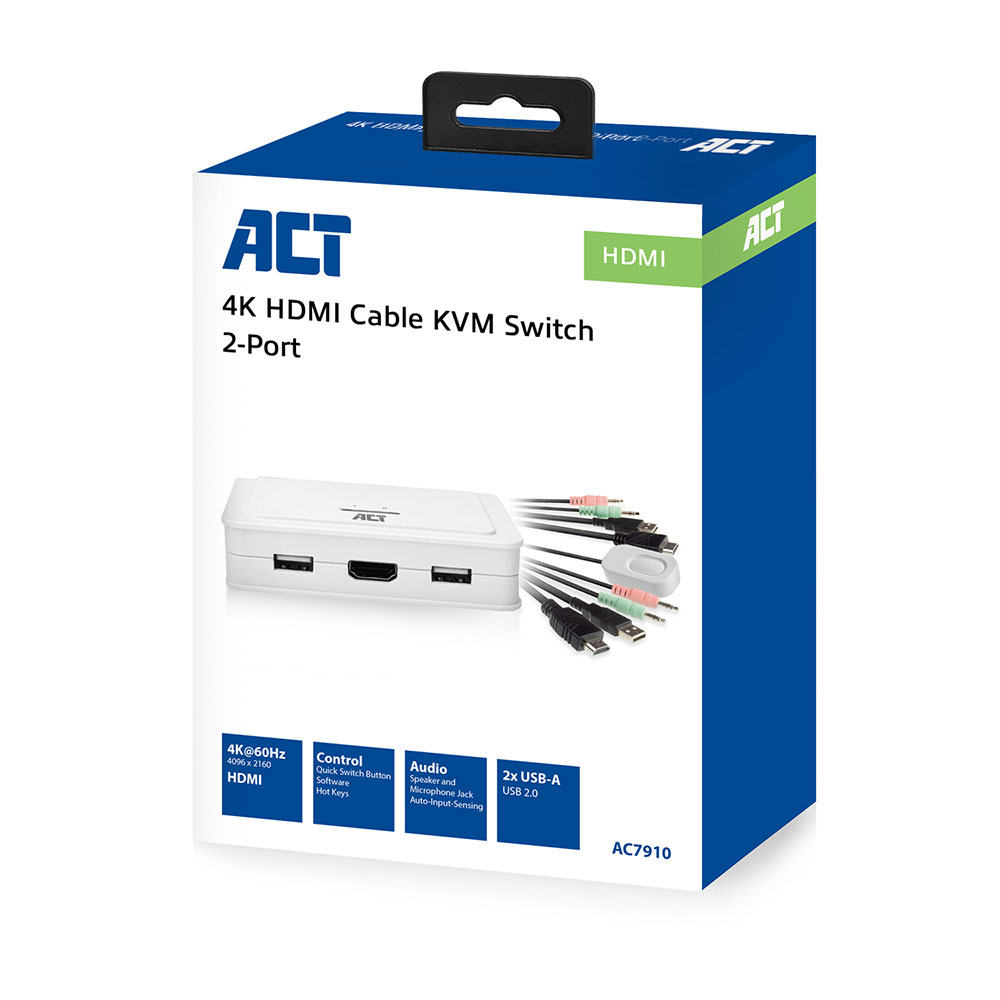 HDMI 4K KVM Switch With Fixed Cables