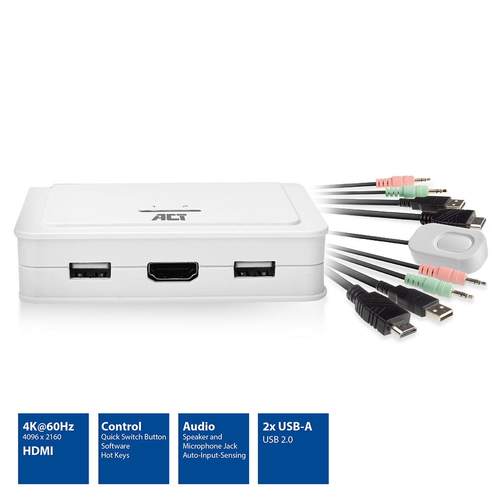 HDMI 4K KVM Switch With Fixed Cables