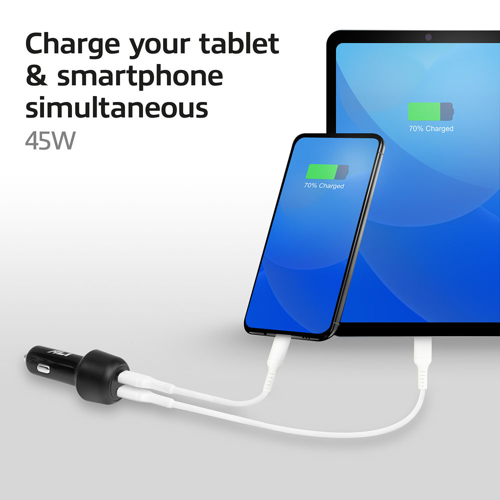 2-port USB-c Fast Car Charger 45w With Power Delivery