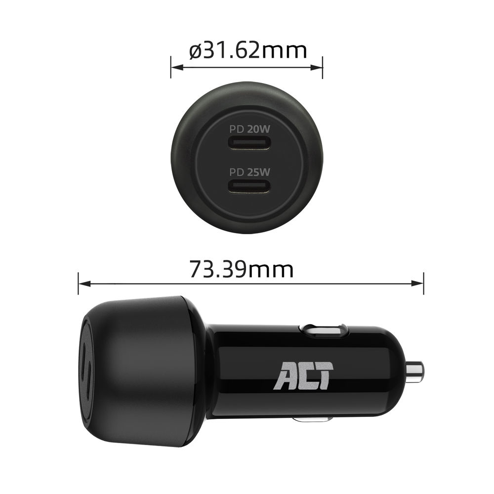 2-port USB-c Fast Car Charger 45w With Power Delivery