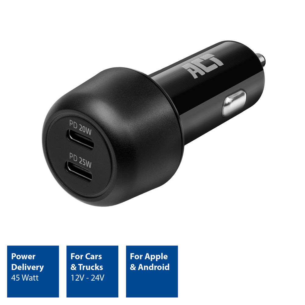 2-port USB-c Fast Car Charger 45w With Power Delivery
