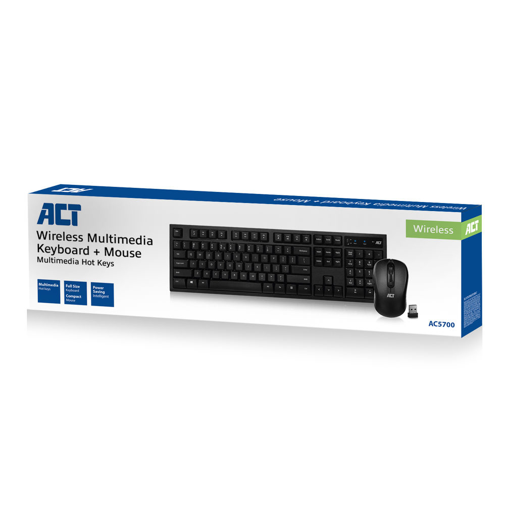 Wireless Keyboard And Mouse USB Nano Receiver Qwerty US/Int'l Black