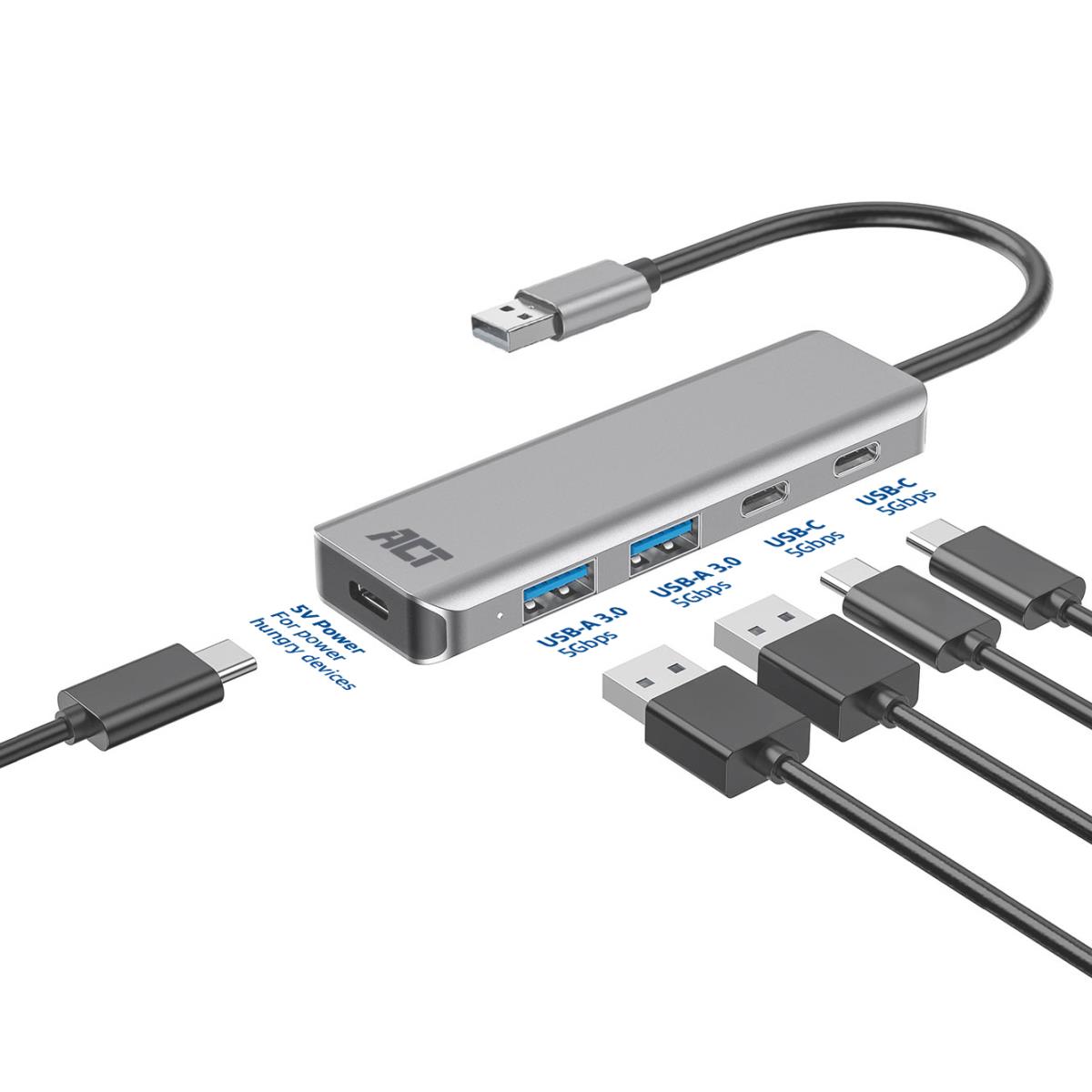 USB-A Hub 3.0, 2x USB-A, 2x USB-C
