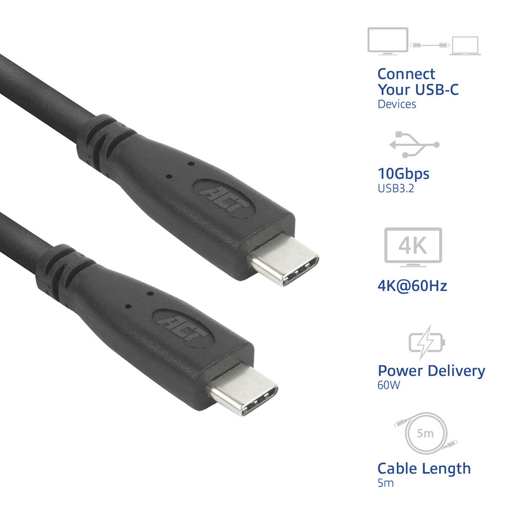 USB-C 3.0 10Gbps 60W Cable - M/M - 5m