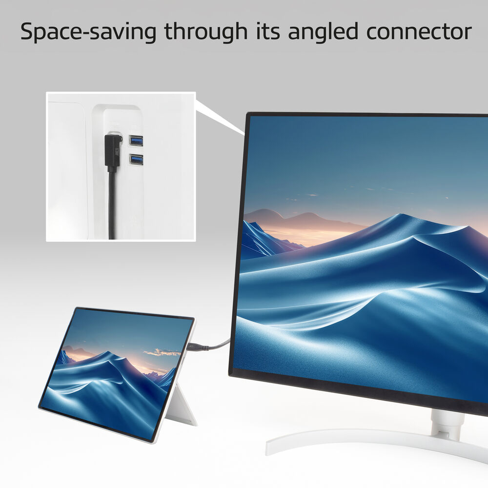 USB 3.0 10Gbps 60W USB Type-C (straight) to USB Type-C (up/down angled) Cable 2m