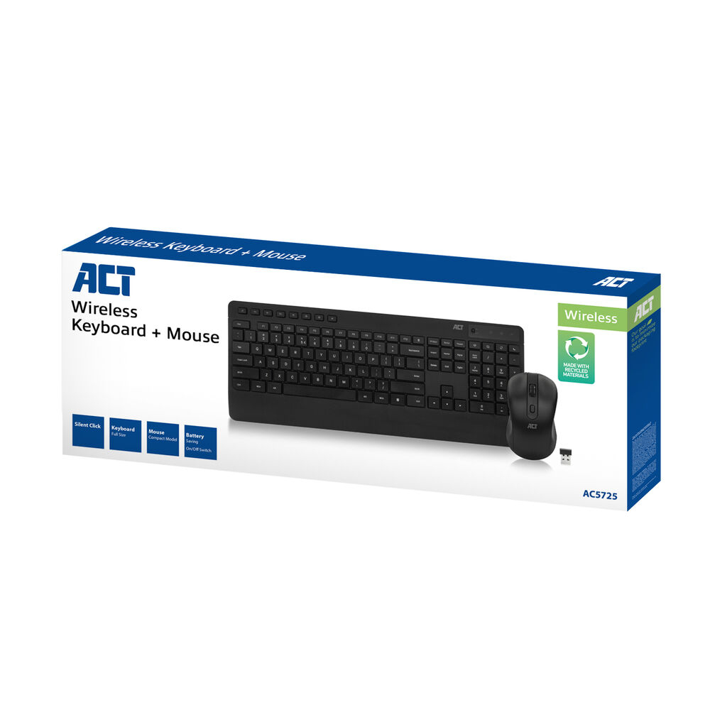 Wireless Keyboard And Mouse Bundle (qwerty), Silent Click, Eco-friendly