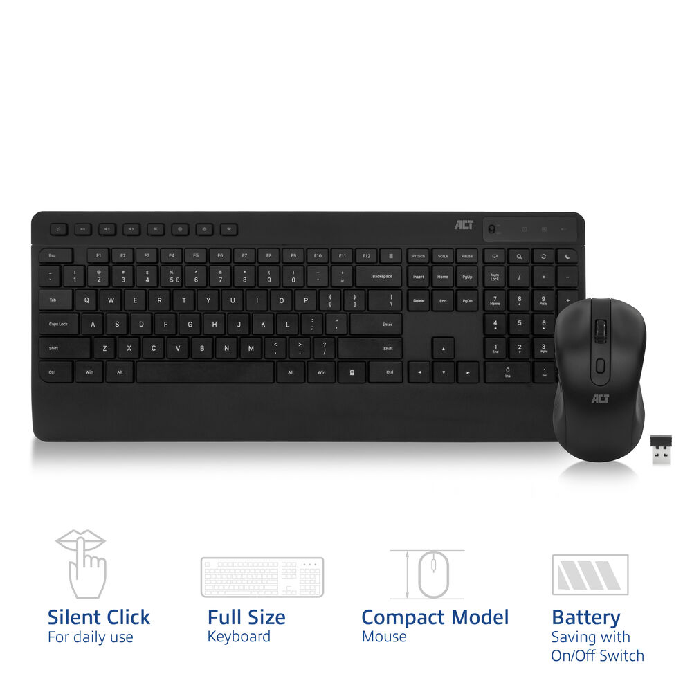 Wireless Keyboard And Mouse Bundle (qwerty), Silent Click, Eco-friendly