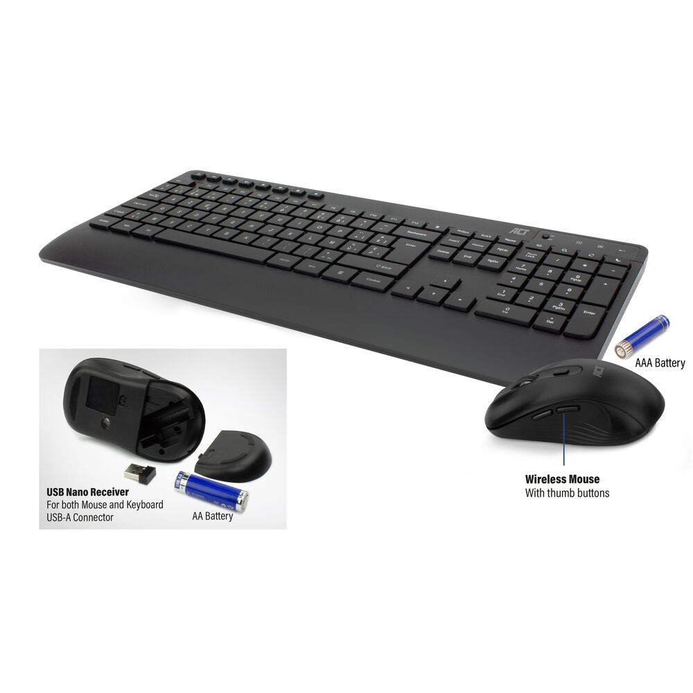Wireless Keyboard And Mouse Bundle (azerty) Silent Click Eco-friendly Made From Recycled Materials