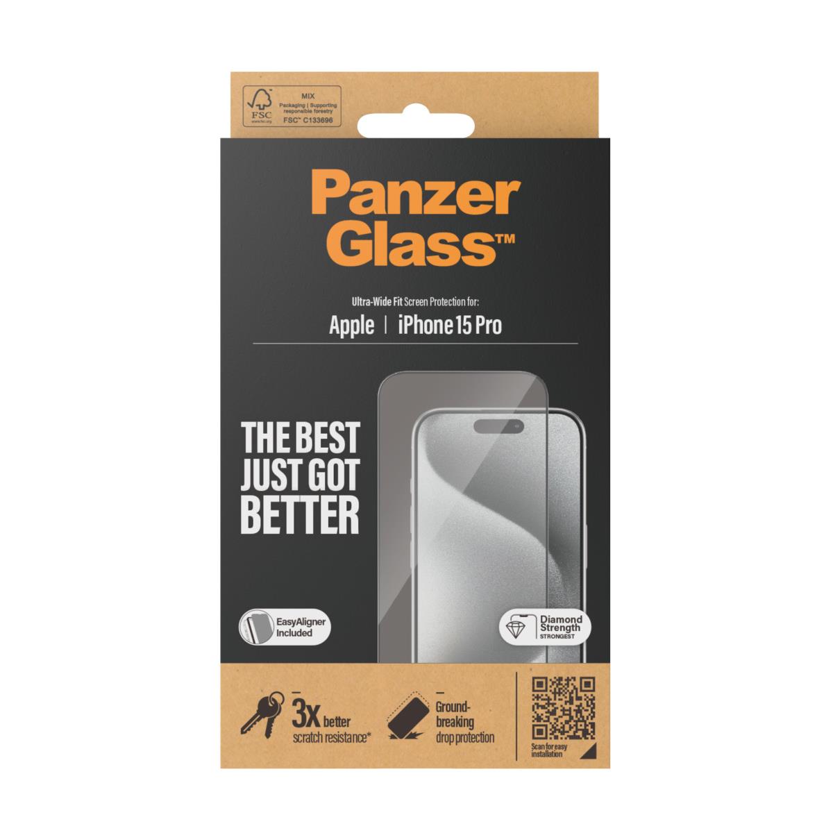 Screen Protector For Apple iPhone 15 Pro 6.1in Ultra-wide Fit With Aligner