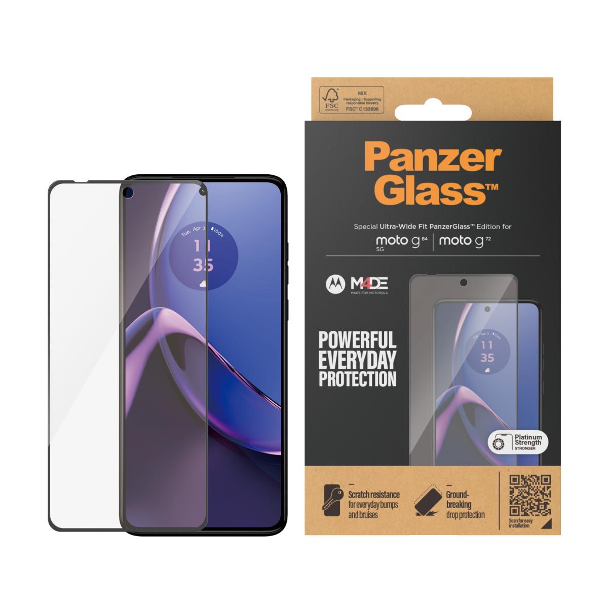 Screen Protector For Motorola moto G84 /G72 Ultra-Wide Fit