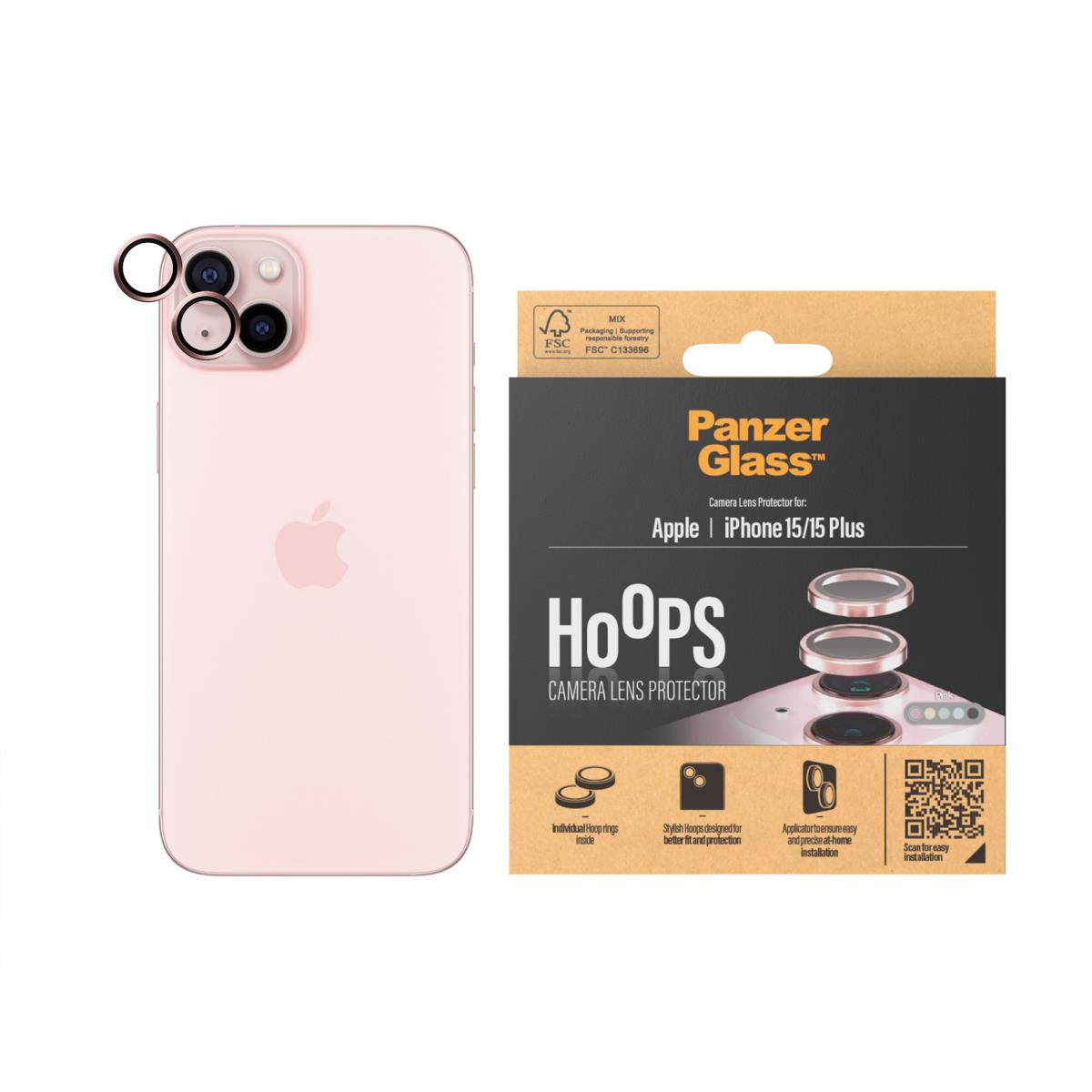 Hoops Camera Lens Protector iPhone 15 and 15 Plus Pink