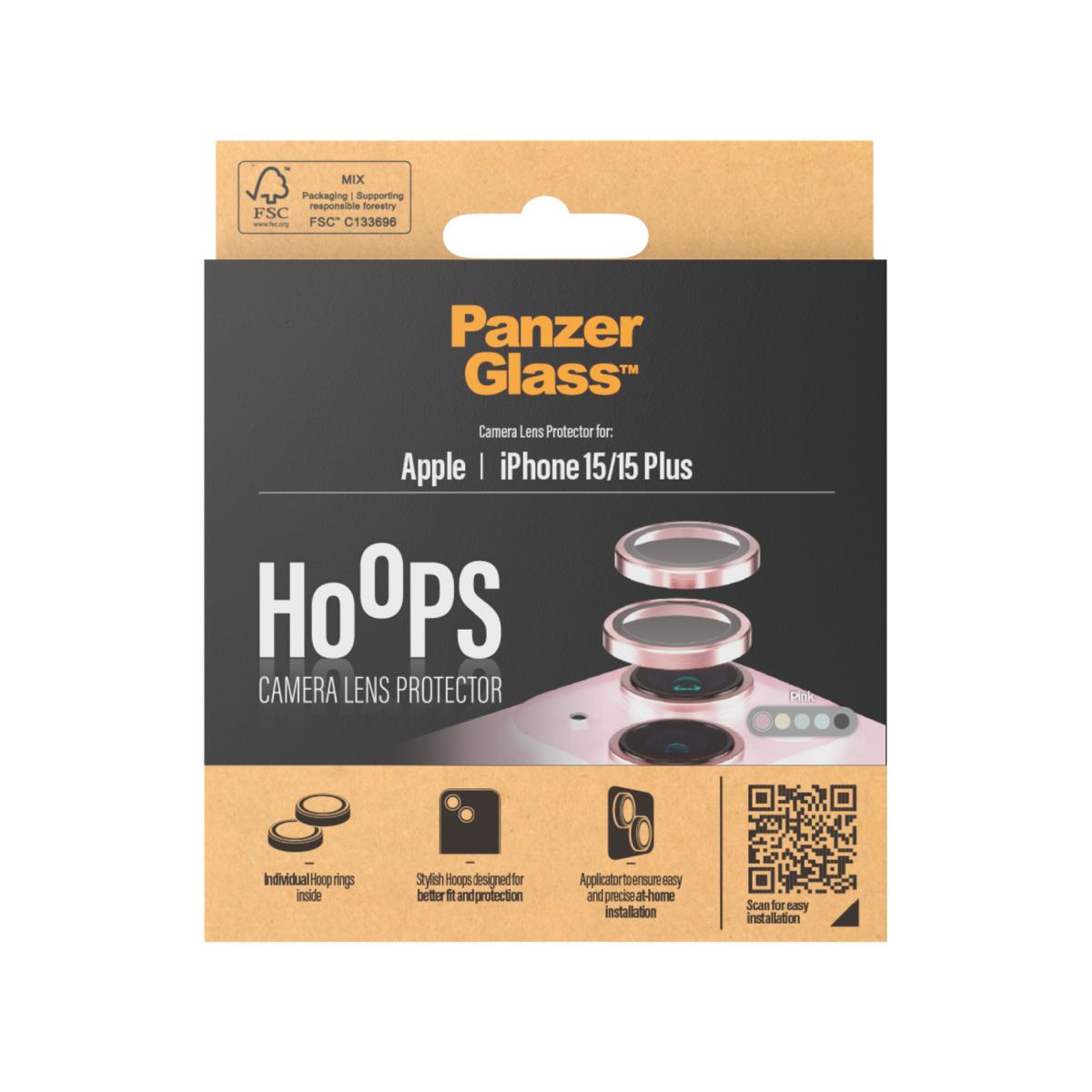 Hoops Camera Lens Protector iPhone 15 and 15 Plus Pink