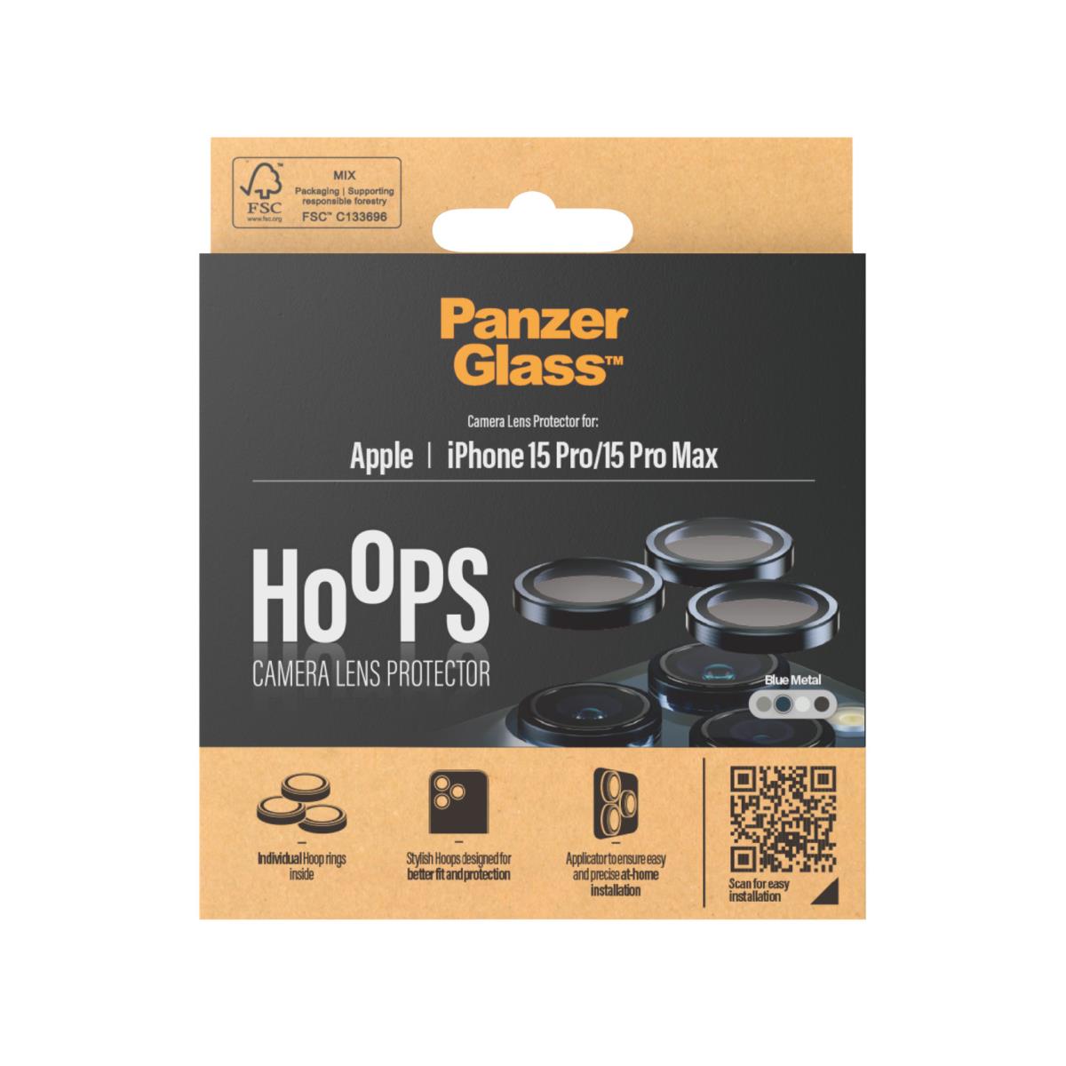 Hoops Camera Lens Protector iPhone 15 Pro and 15 Pro Max Blue Metal