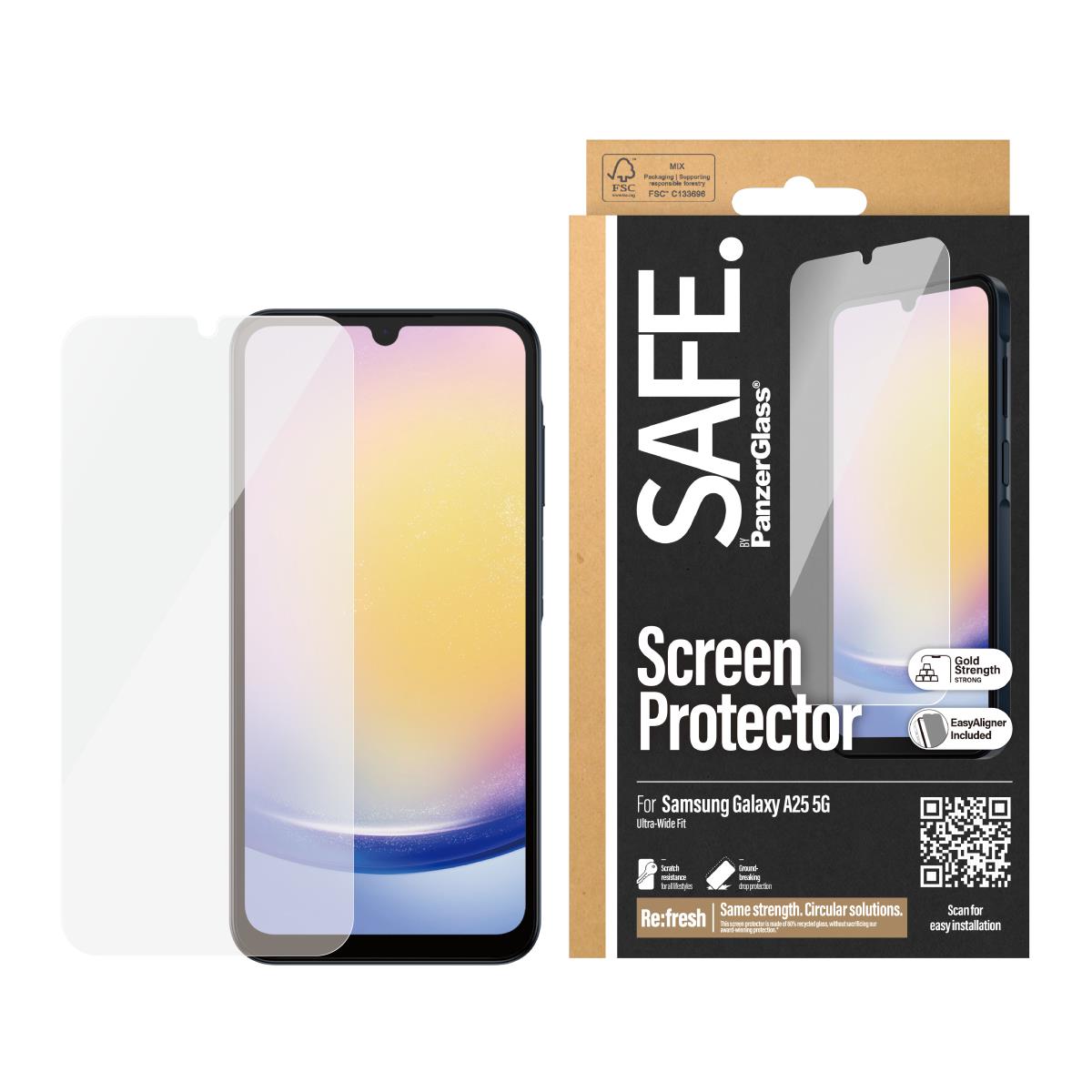 Screen Protector Samsung Galaxy A25 5g / Ultra-wide Fit W. Easyaligner