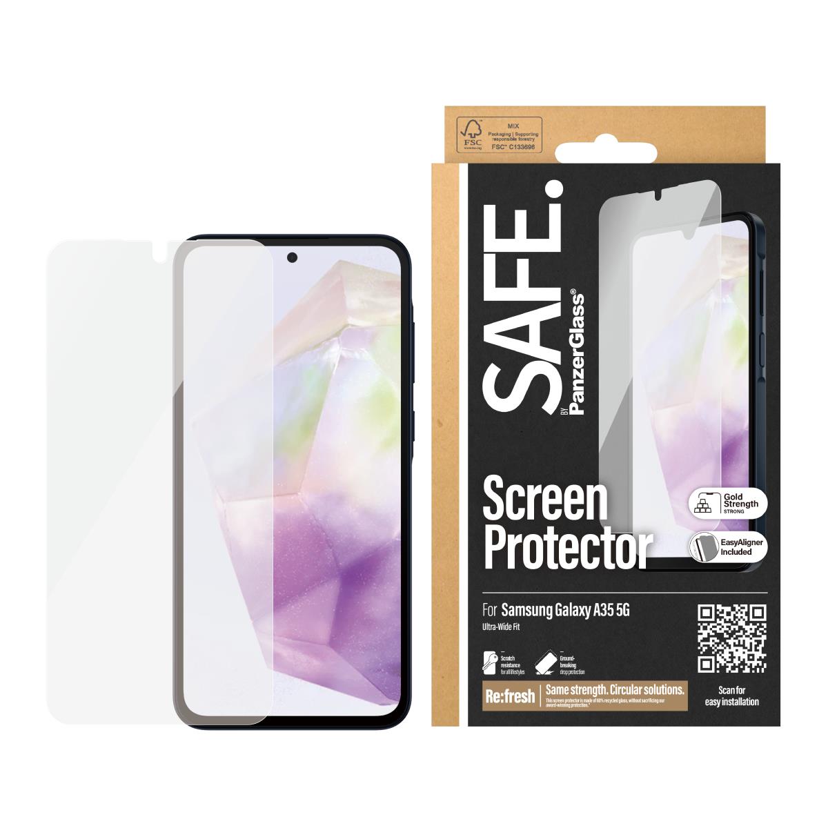 Screen Protector Samsung Galaxy A35 5g / Ultra-wide Fit W. Easyaligner