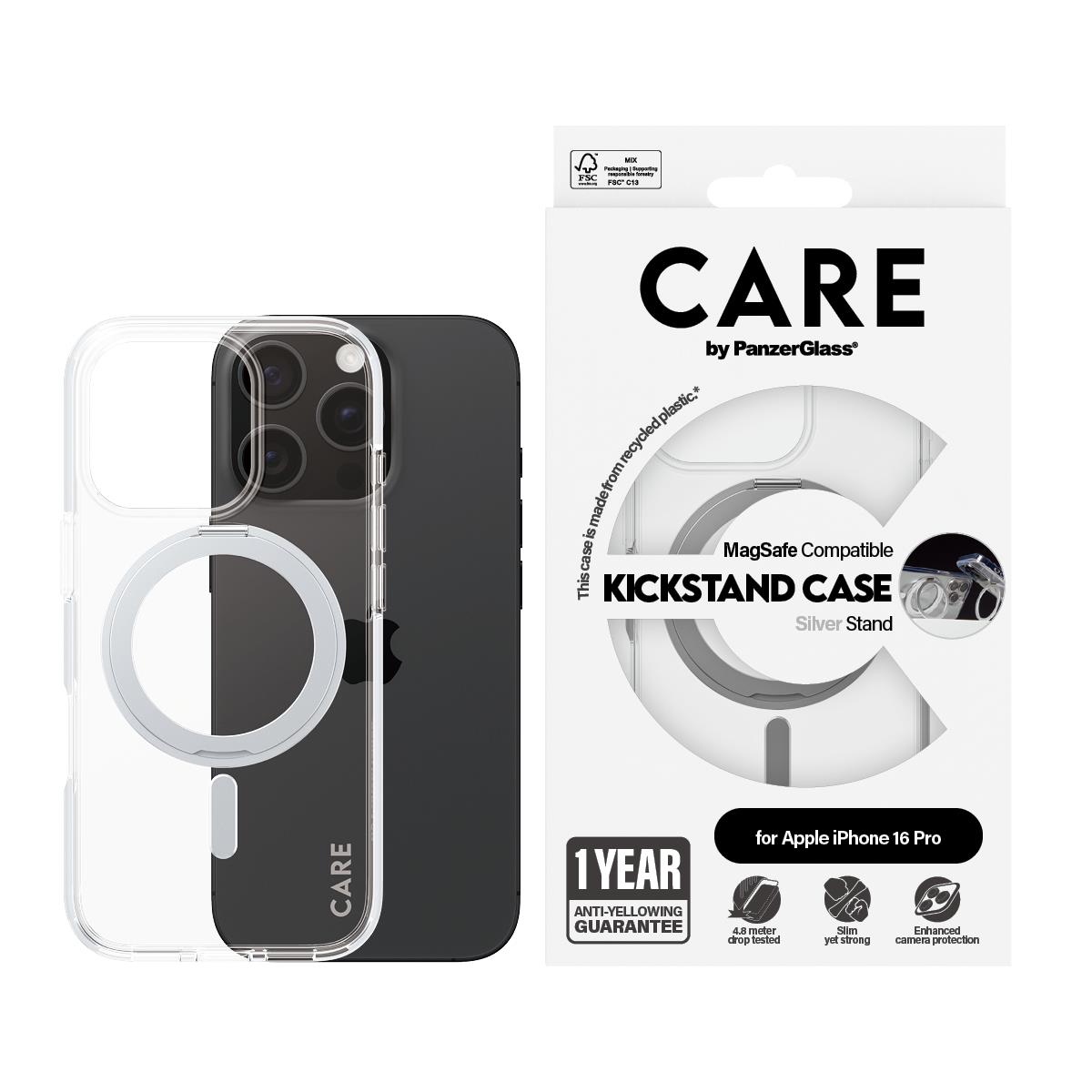 iPhone 16 6.3in Pro Case Feature Silver Kickstand/MagSafe