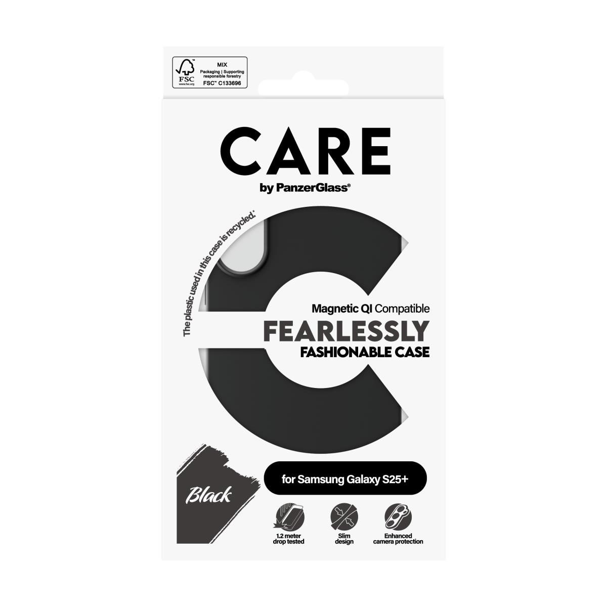 Fashionable Case Black With Qi Compatible Samsung S25 Plus