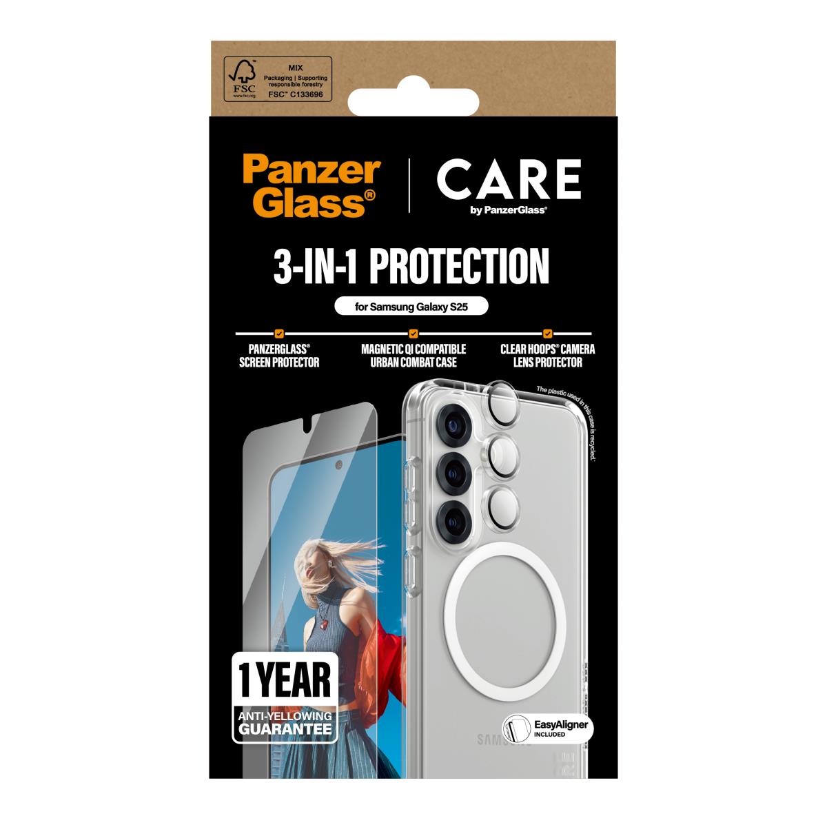 CARE by PanzerGlass Flagship 3-in-1 Bundle Samsung S25
