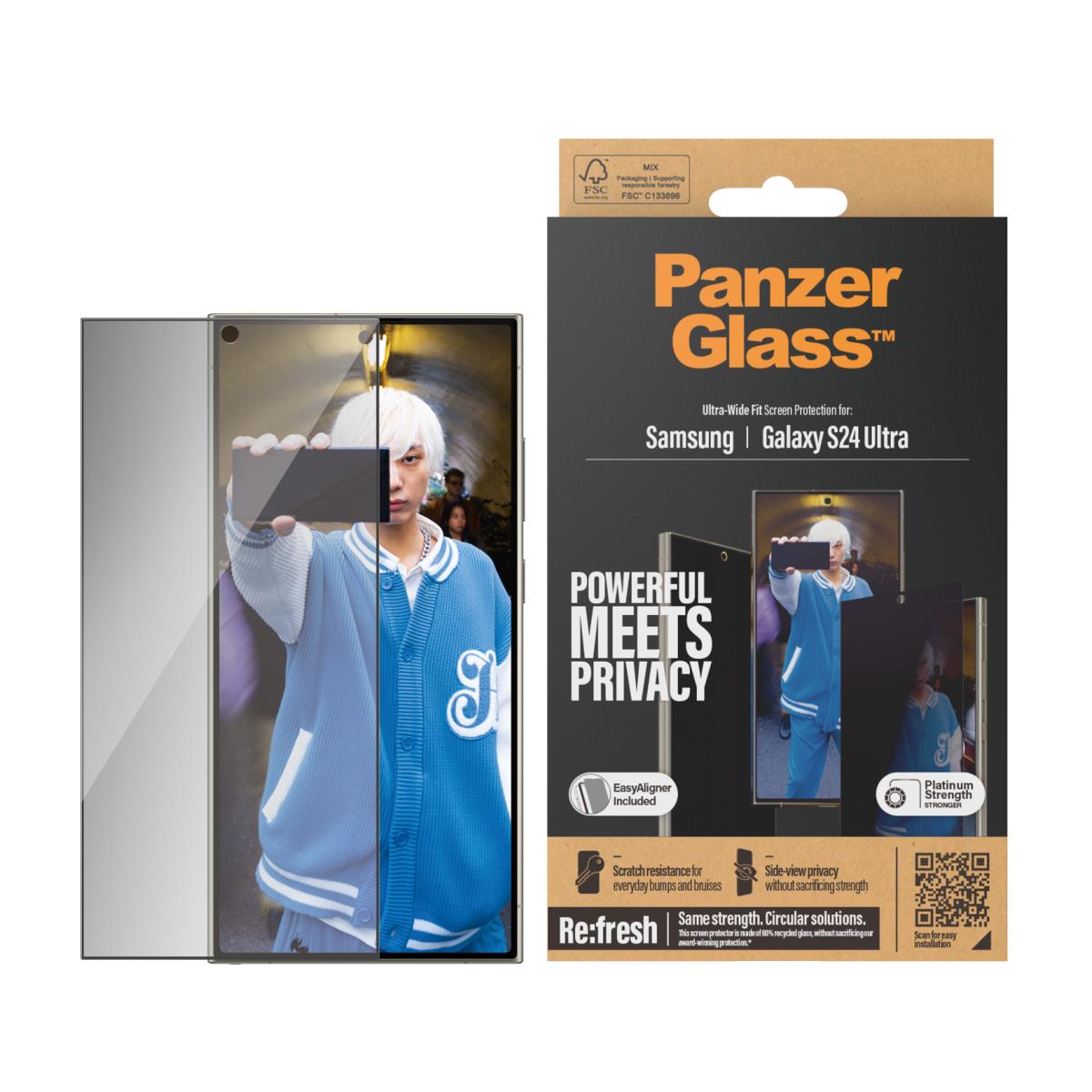 Privacy Screen Protector - Ultra Wide Fit Glass - Clear - for Samsung Galaxy S24 Ultra