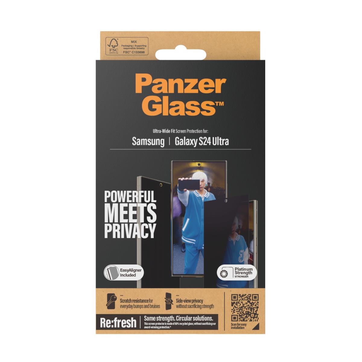Privacy Screen Protector - Ultra Wide Fit Glass - Clear - for Samsung Galaxy S24 Ultra