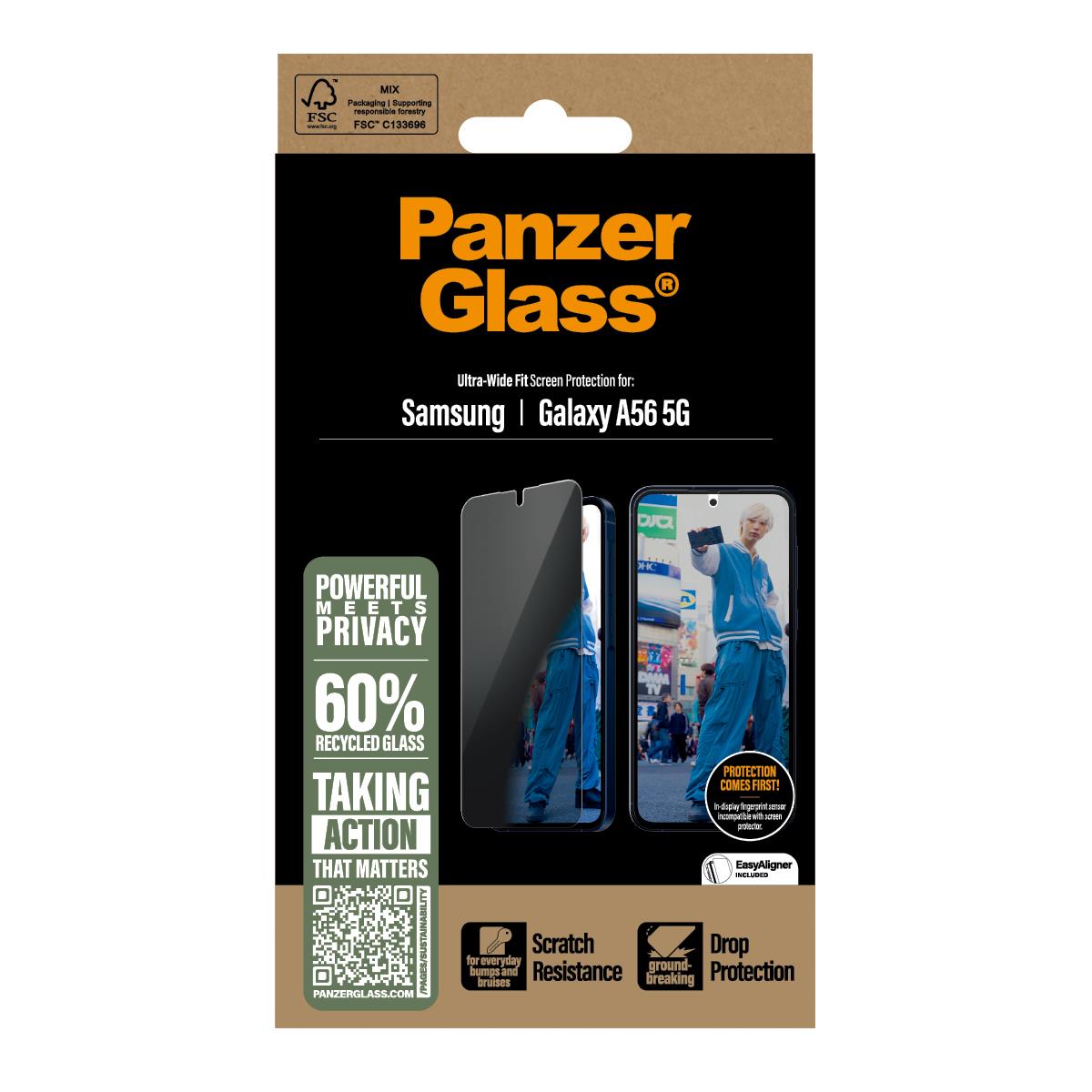 Privacy Screen Protector - Ultra-Wide Fit Glass - Clear - for Samsung Galaxy A56 5G