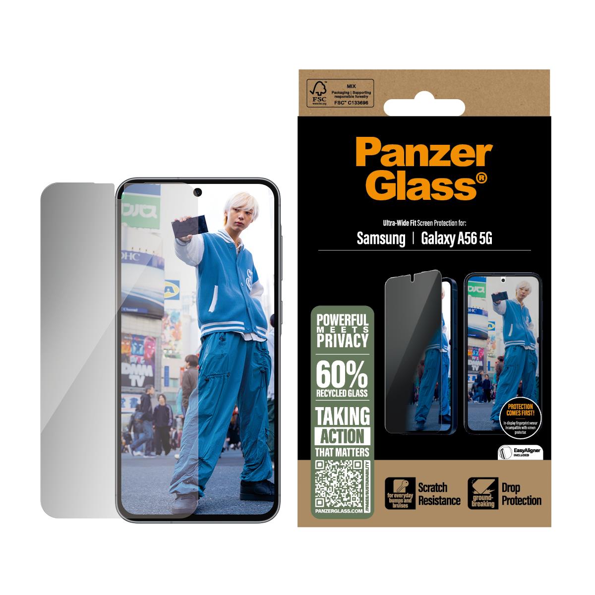 Privacy Screen Protector - Ultra-Wide Fit Glass - Clear - for Samsung Galaxy A56 5G