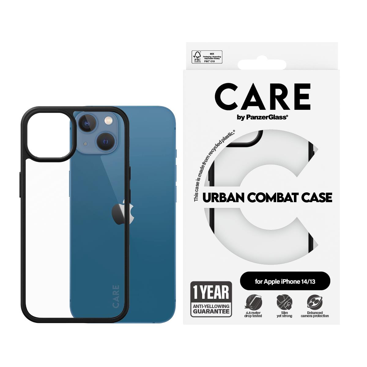 CARE by PanzerGlass Flagship Case Transparent Urban Combat w. Clear Frame iPhone 14/13
