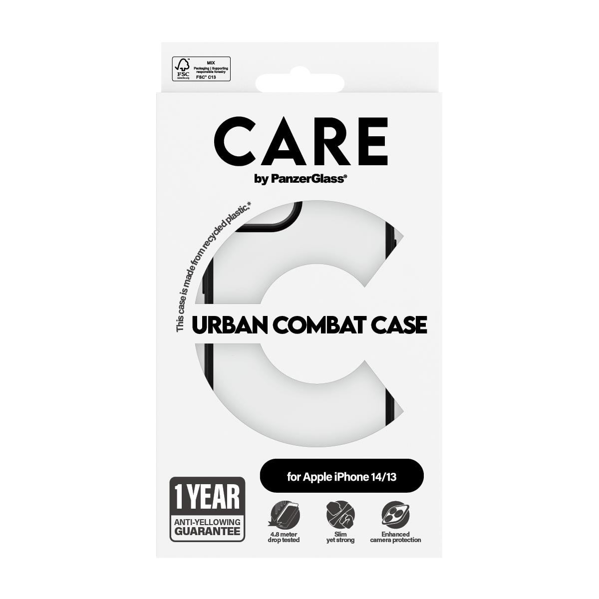 CARE by PanzerGlass Flagship Case Transparent Urban Combat w. Clear Frame iPhone 14/13