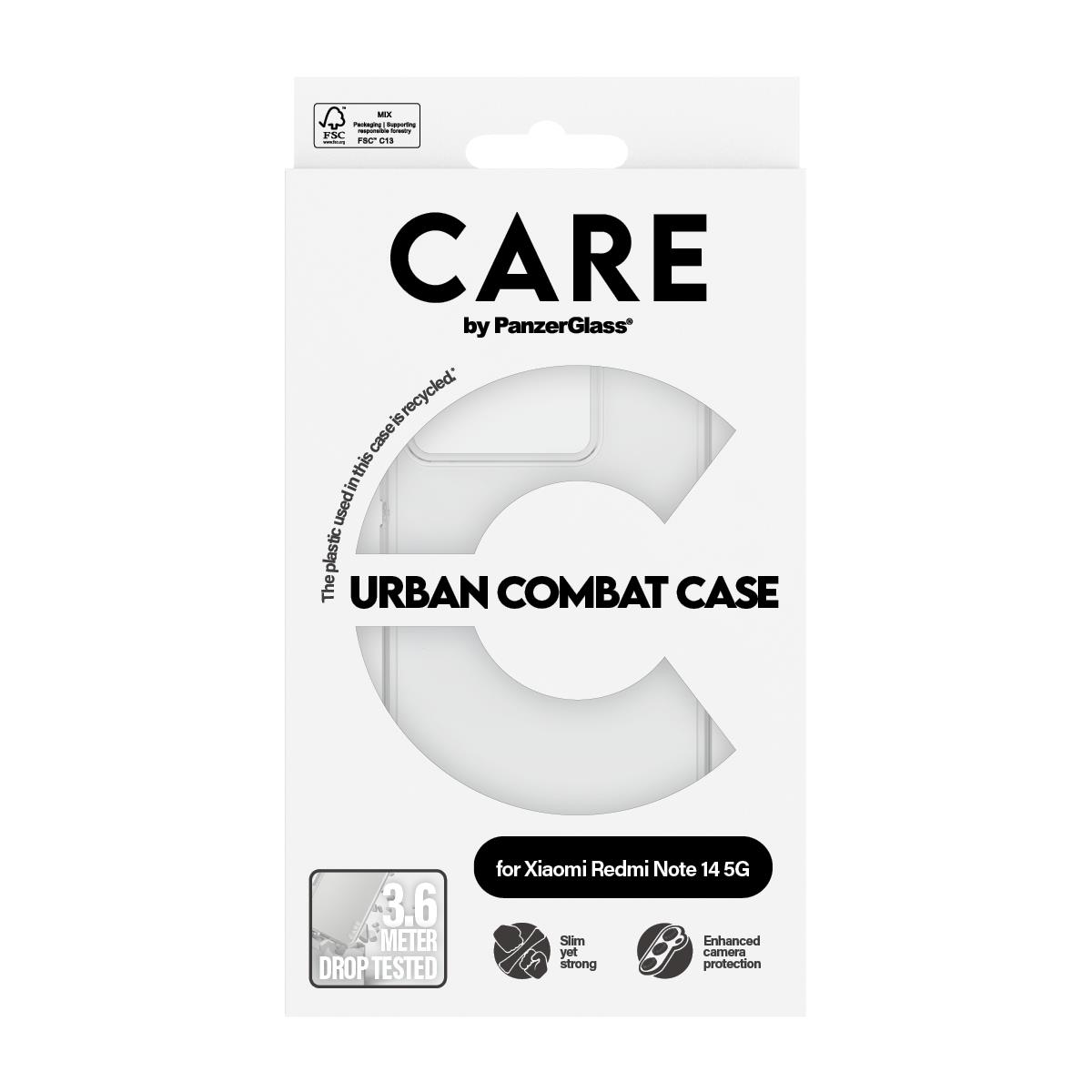 CARE by PanzerGlass Flagship Case Transparent Urban Combat w. Clear Frame Xiaomi Redmi Note 14 5G