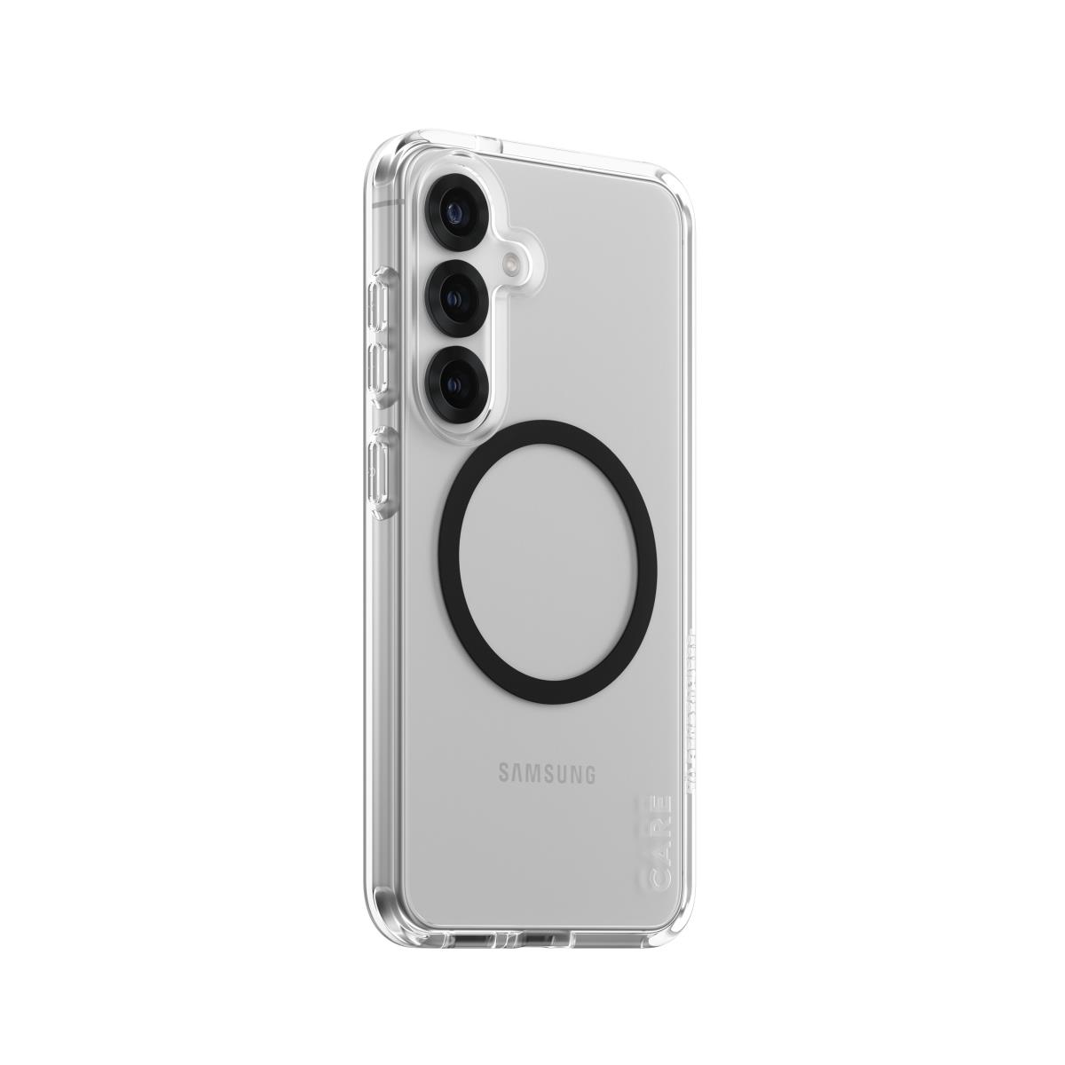 CARE by PanzerGlass Flagship Case Transparent Urban Combat with Black QI Compatible Samsung S25