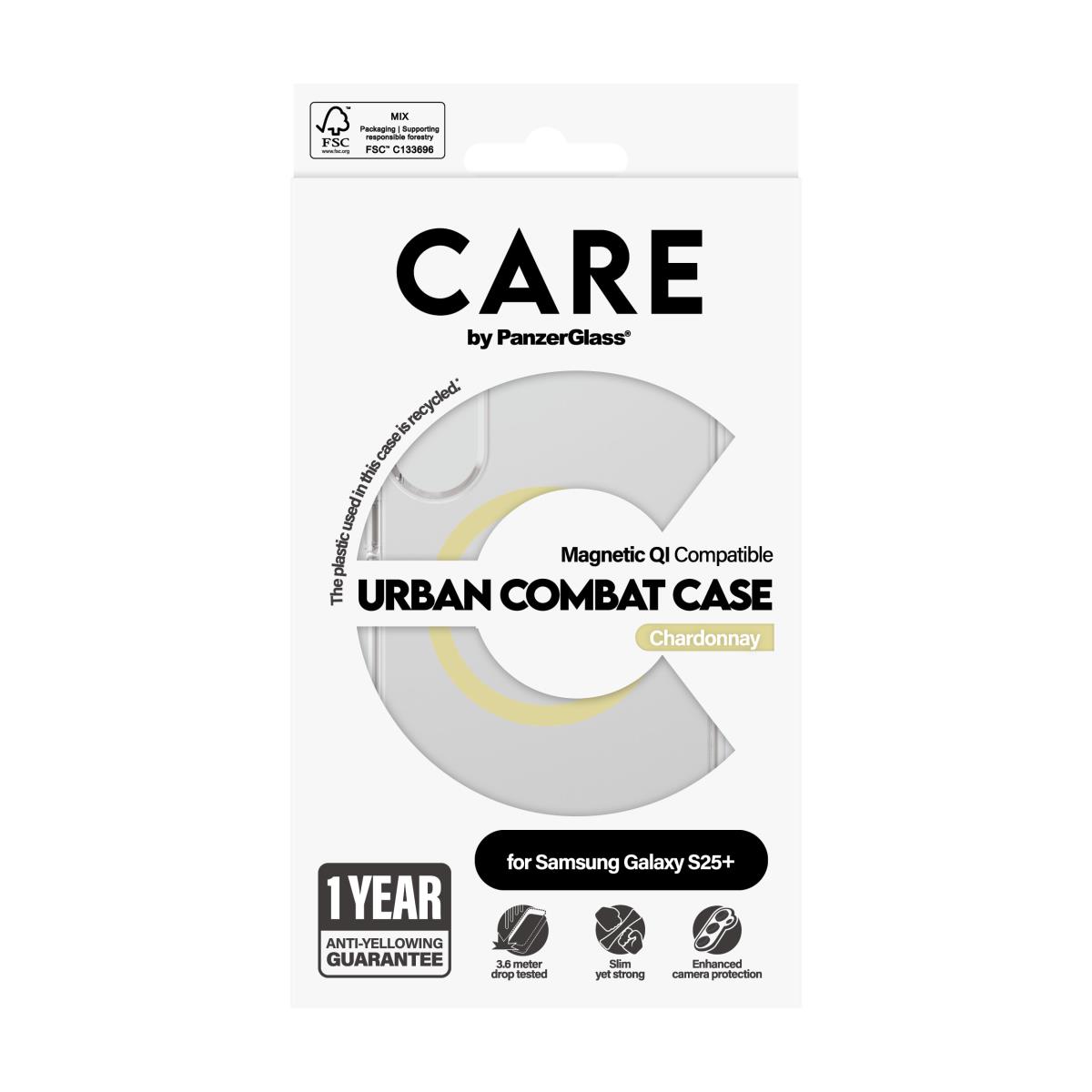 CARE by PanzerGlass Flagship Case Transparent Urban Combat with Color1 QI Compatible Samsung S25 Plu