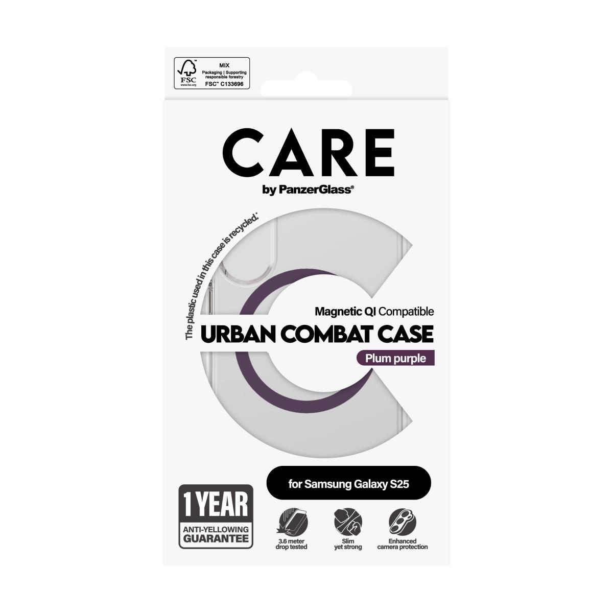 CARE by PanzerGlass Flagship Case Transparent Urban Combat with Color2 QI Compatible Samsung S25