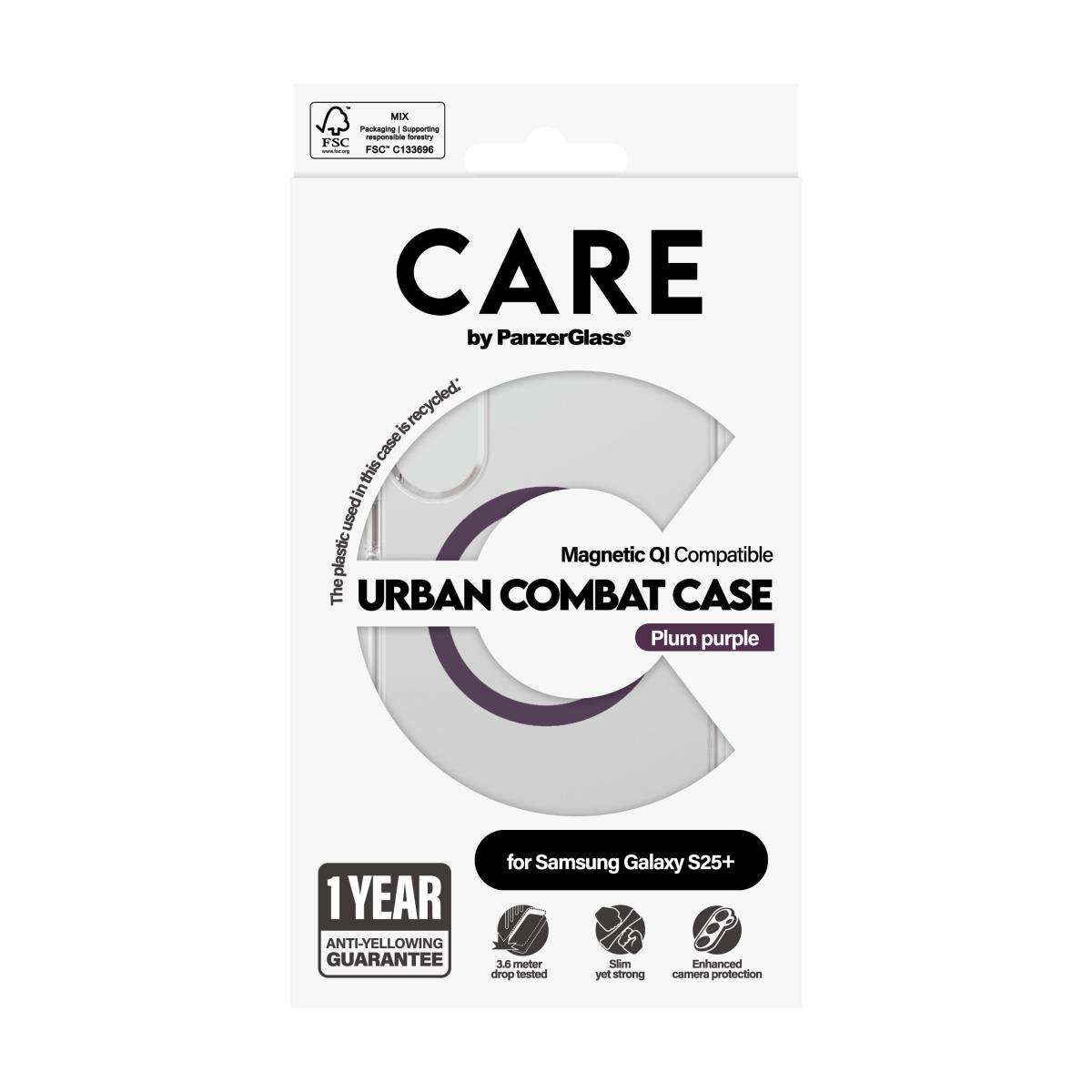 CARE by PanzerGlass Flagship Case Transparent Urban Combat with Color2 QI Compatible Samsung S25 Plu