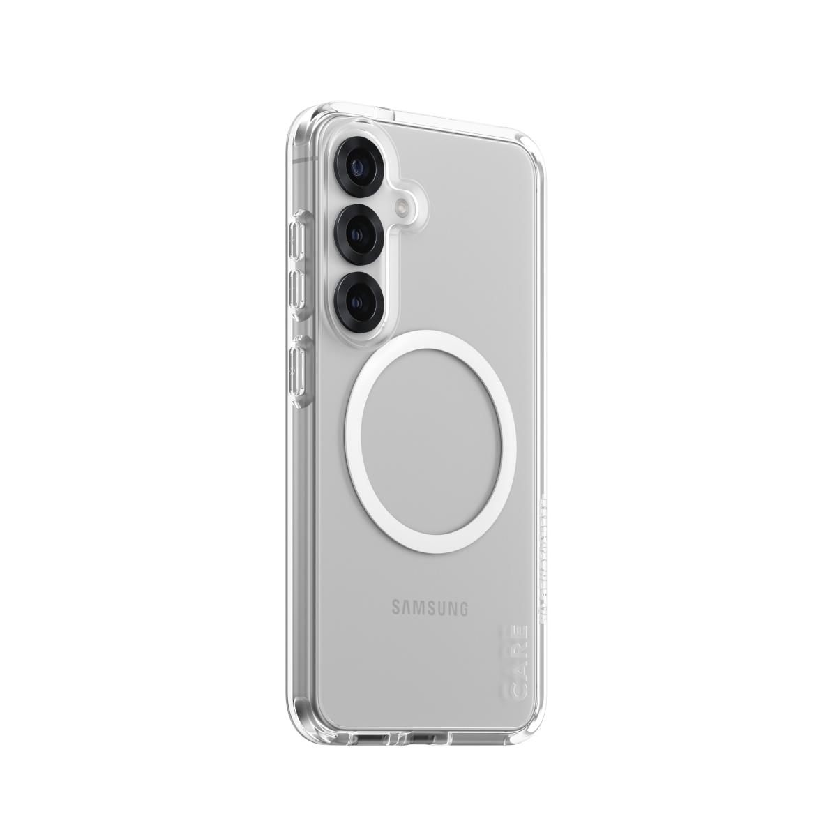 CARE by PanzerGlass Flagship Case Transparent Urban Combat with White QI Compatible Samsung S25