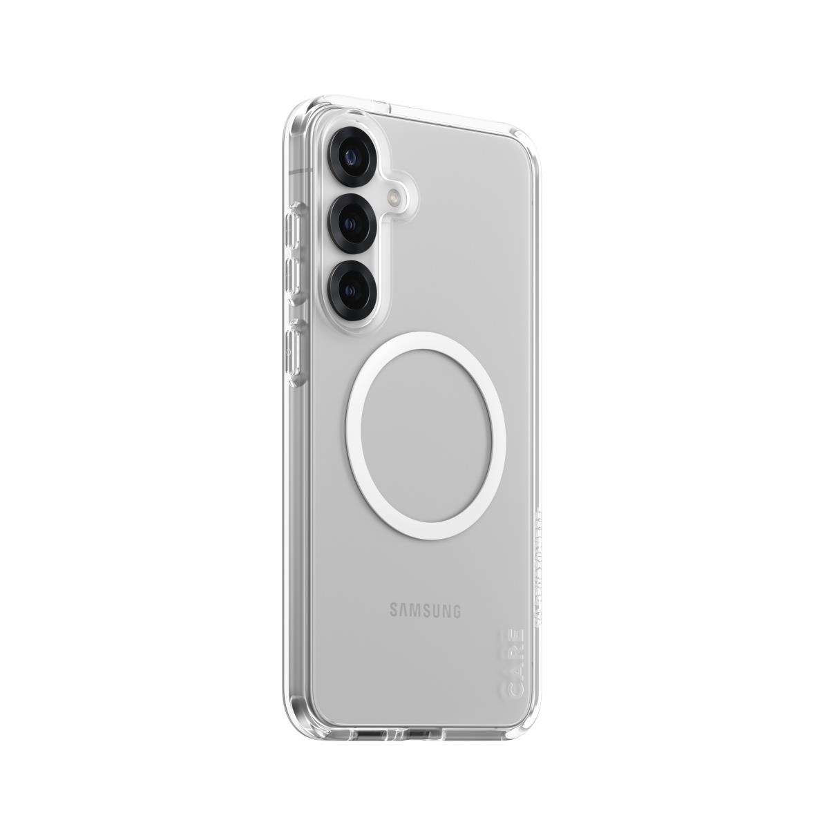 CARE by PanzerGlass Flagship Case Transparent Urban Combat with White QI Compatible Samsung S25 Plus