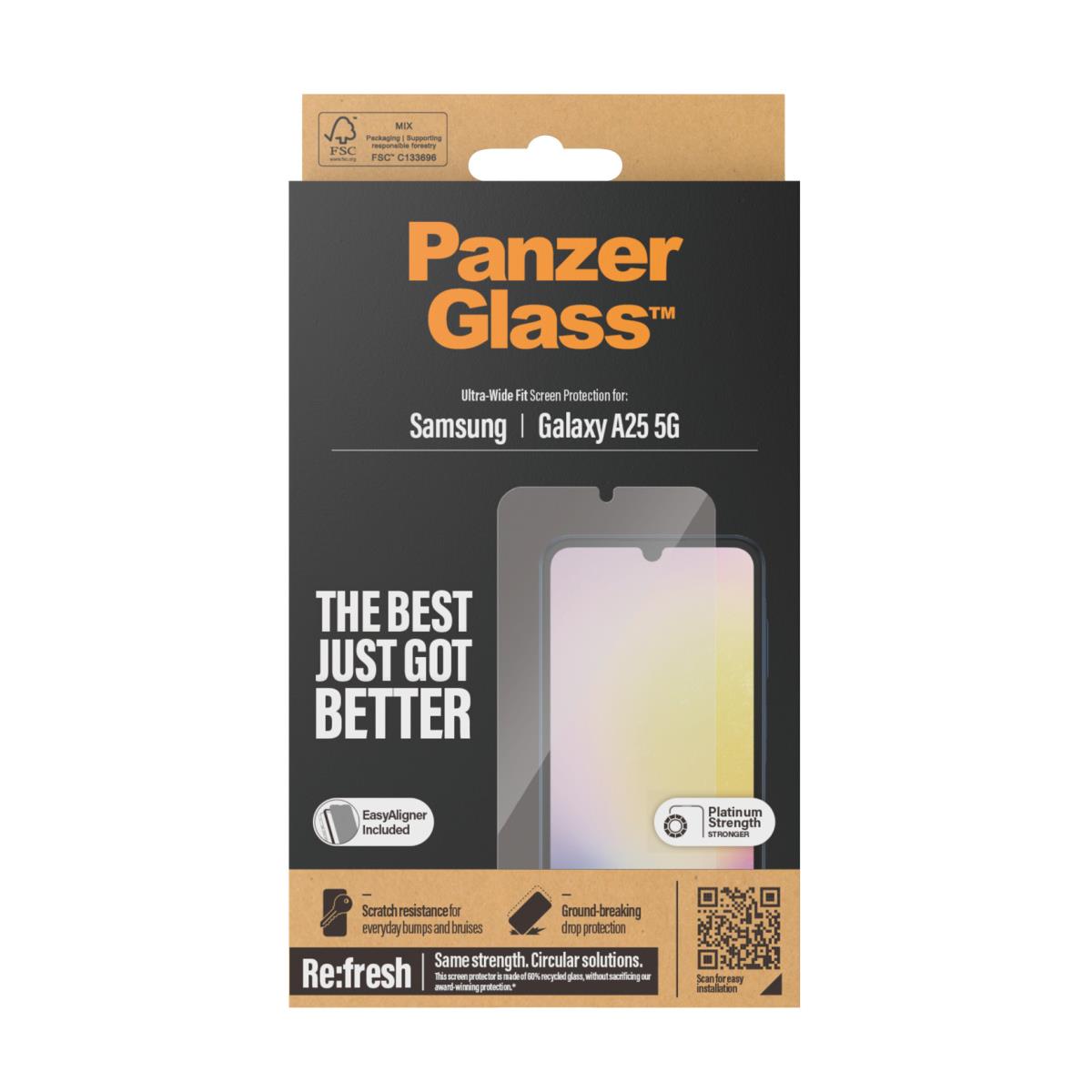 Screen Protector for Samsung Galaxy A25 5G Ultra-Wide Fit w. EasyAligner