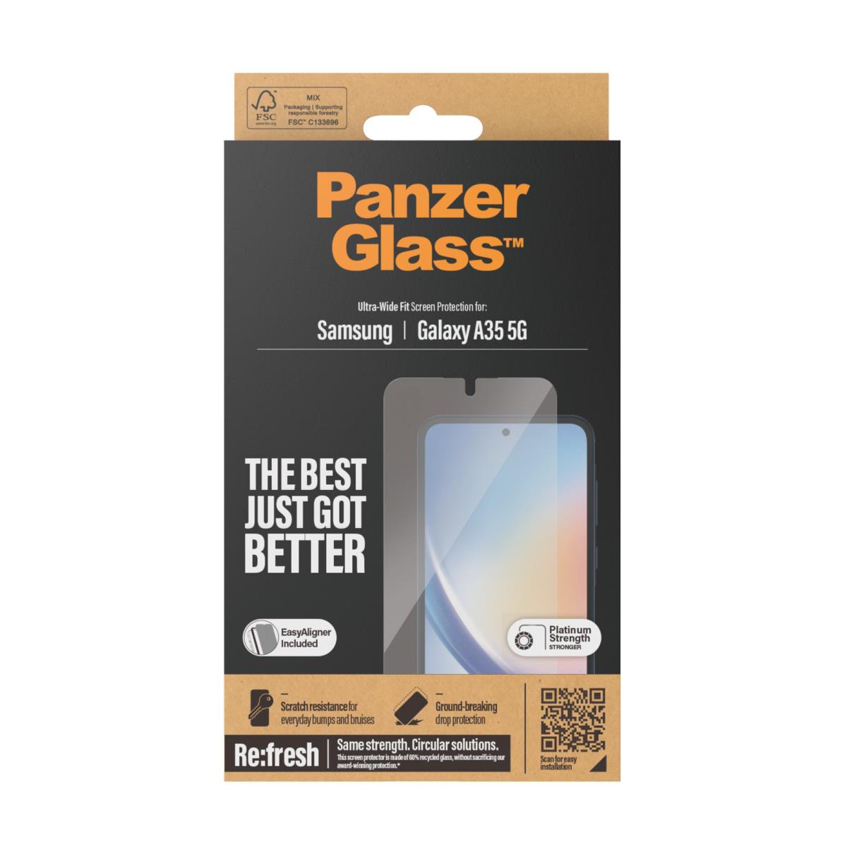 Screen Protector for Samsung Galaxy A35 5G Ultra-Wide Fit w. EasyAligner
