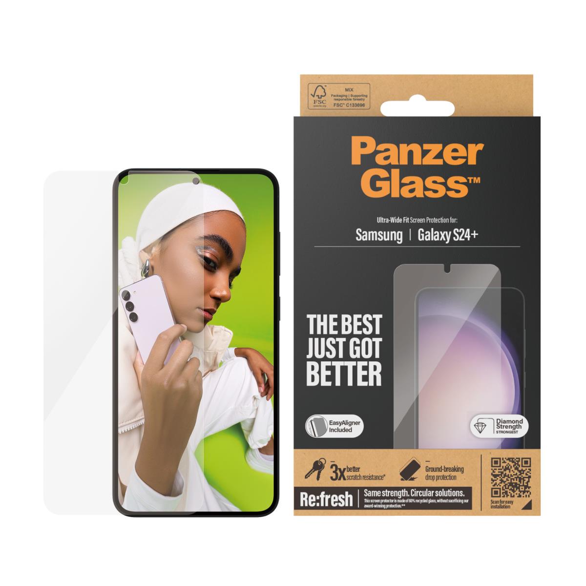 Screen Protector for Samsung Galaxy S 24 Plus Ultra-Wide Fit with Applicator