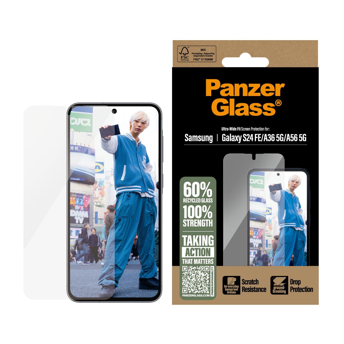 Screen Protector for Samsung Galaxy S24 FE A36 5G A56 5G Ultra-Wide Fit