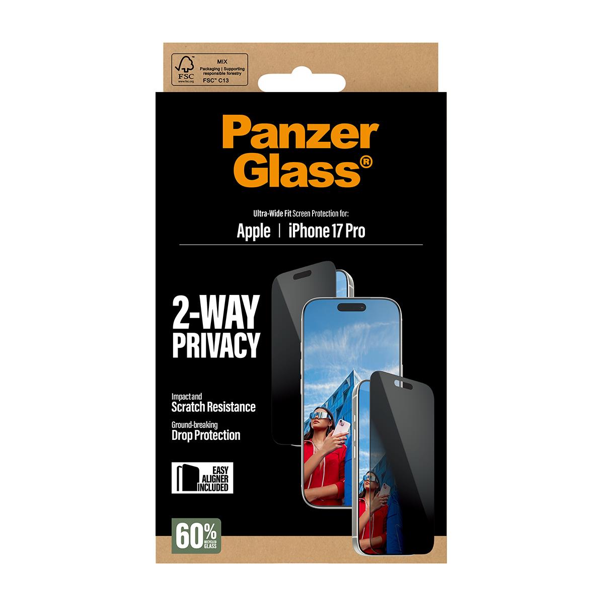 Privacy Screen Protector Ultra-Wide Fit - Clear - for iPhone 17 Pro