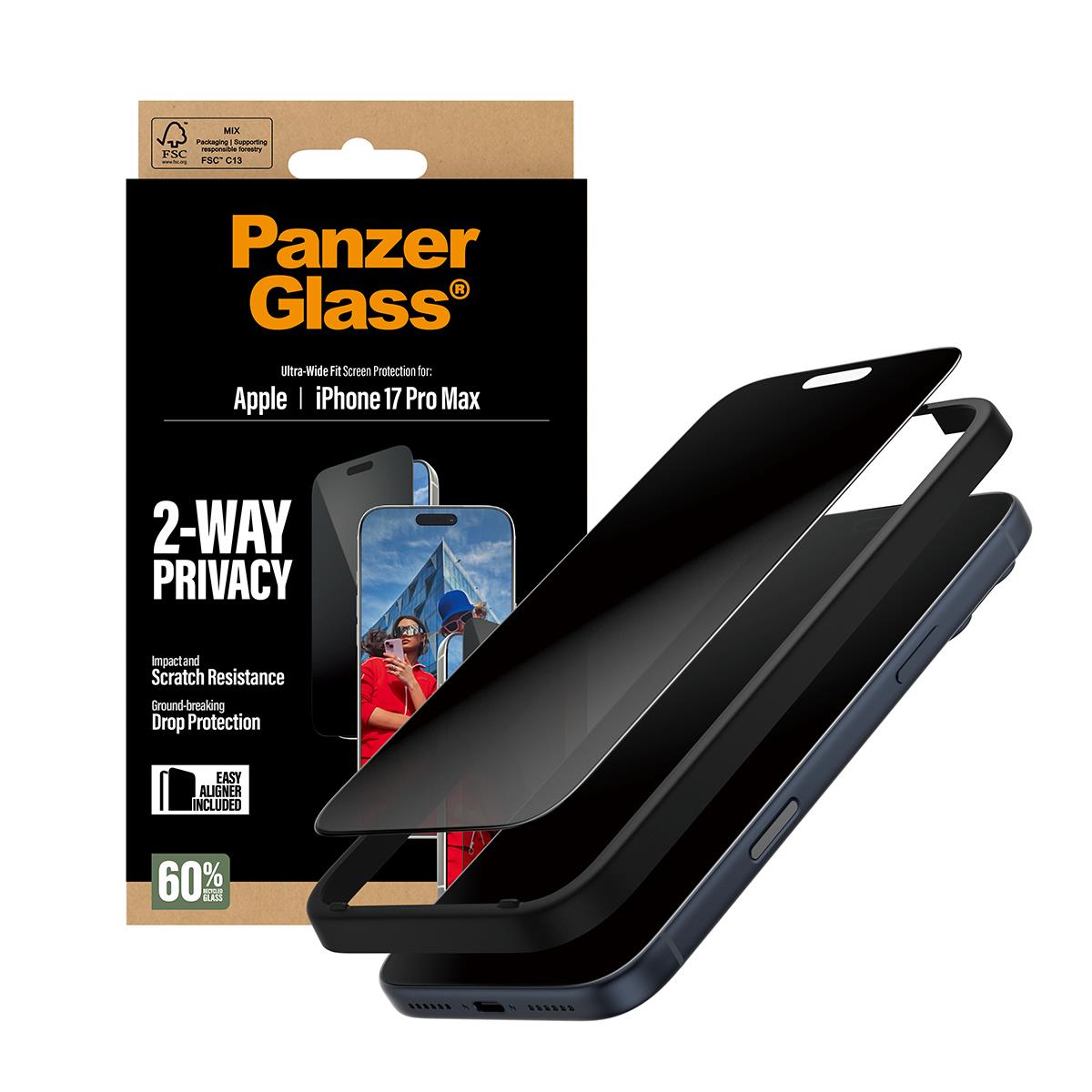 Privacy Screen Protector Ultra-Wide Fit - Clear - iPhone 17 Pro Max