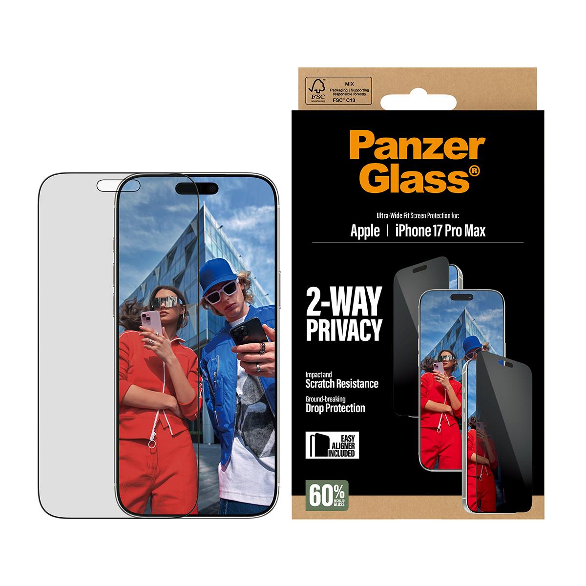 Privacy Screen Protector Ultra-Wide Fit - Clear - iPhone 17 Pro Max