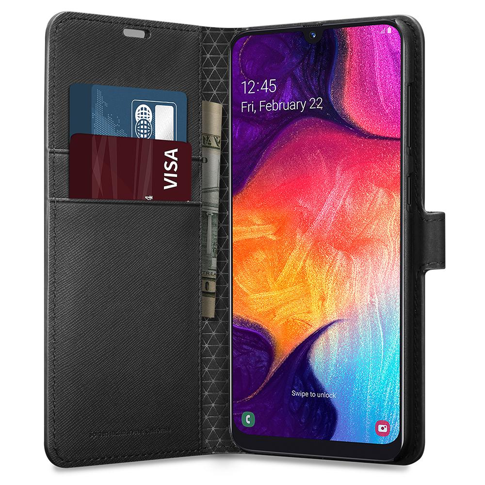 Galaxy A50 Case Wallet S Saffiano Black