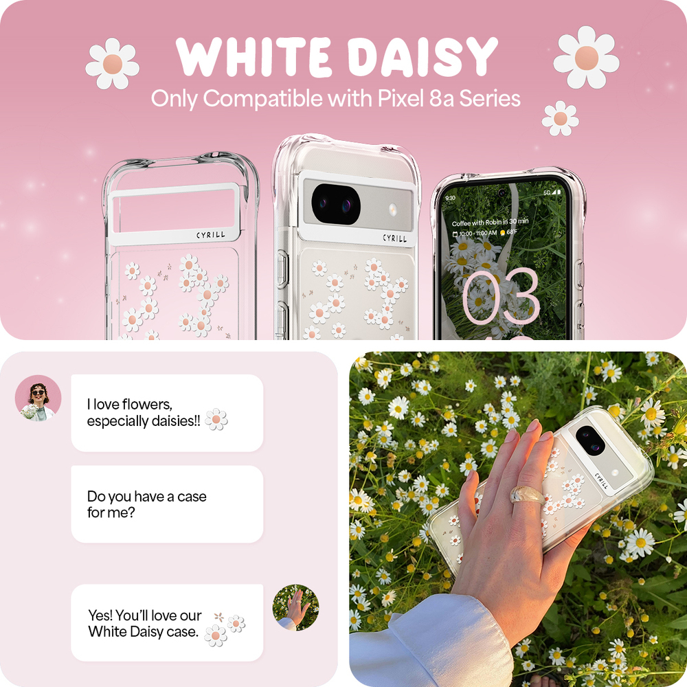 Google Pixel A (2024) Case Cecile White Daisy