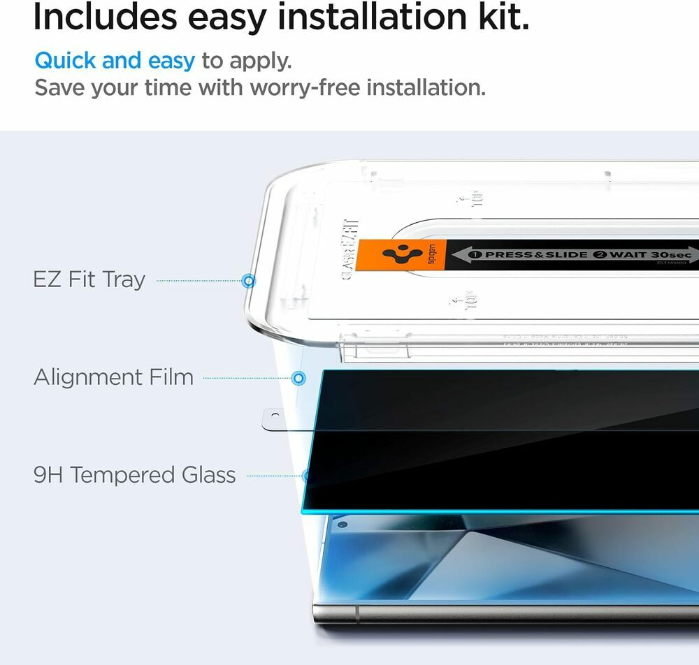 Screen Protector For Galaxy S24 Ultra Glas.tR EZ Fit (Privacy) (2P)