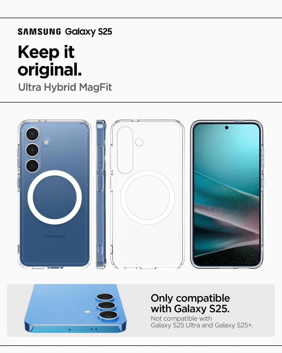 Galaxy S25 Case Crystal Hybrid Magfit Clear White
